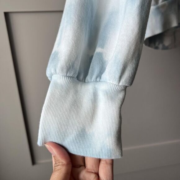 Z Supply Hoodie Womens Small Blue White Tie Dye Pullover Sweatshirt Cotton Soft - Picture 5 of 12